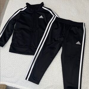 Adidas Black Tracksuit with White Stripes